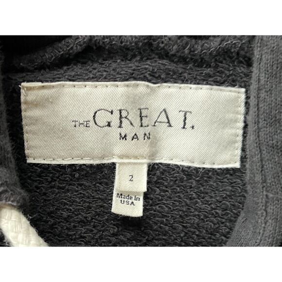 The Great. Man Gray Long Sleeve Pullover Hoodie Top  Mens Size 2 - Picture 4 of 10
